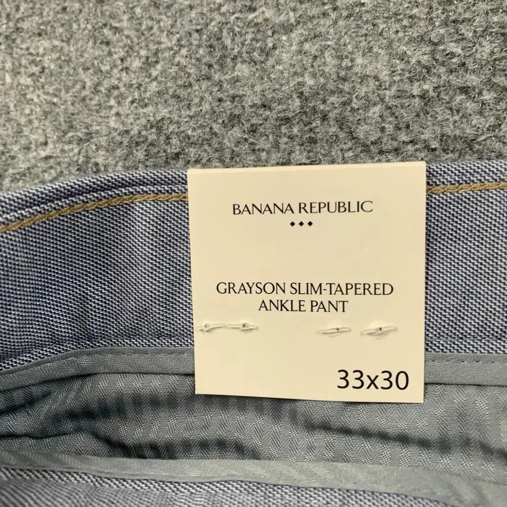 Banana Republic Pants Mens 33 Dresden Blue Grayson Slim Tapered Ankle INSEAM 27